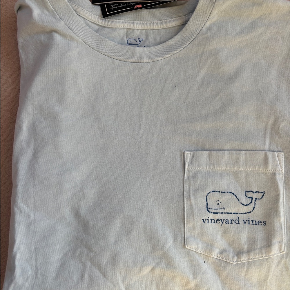 Vineyard Vines Men's Surf Blue Vintage Whale Pocket Tee - Picture 6 of 6